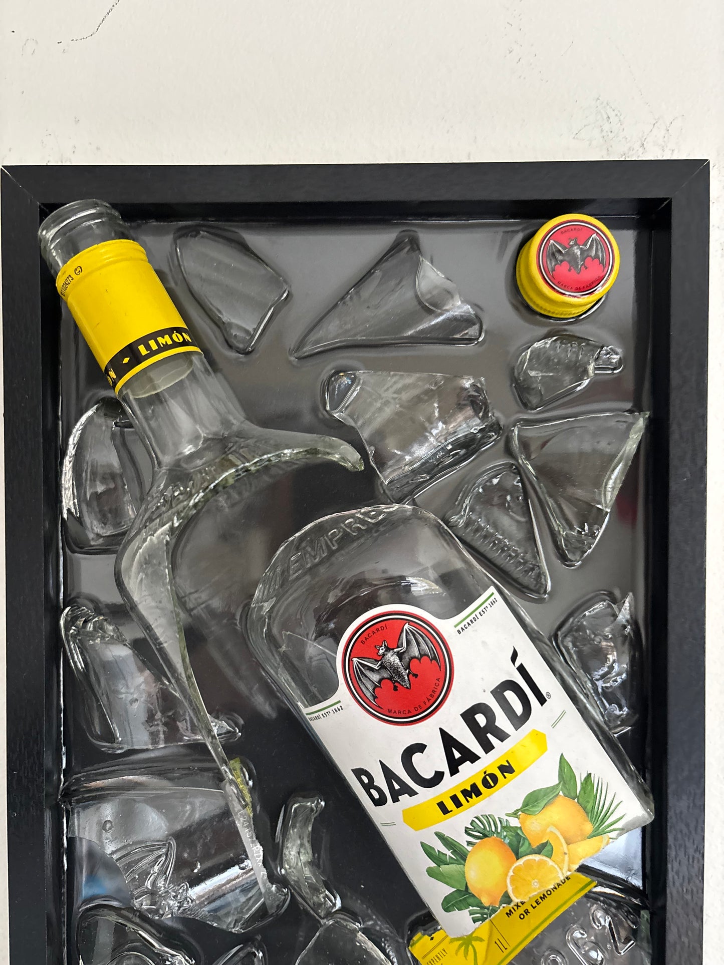 Broken Bottle Art Bacardi Lemon