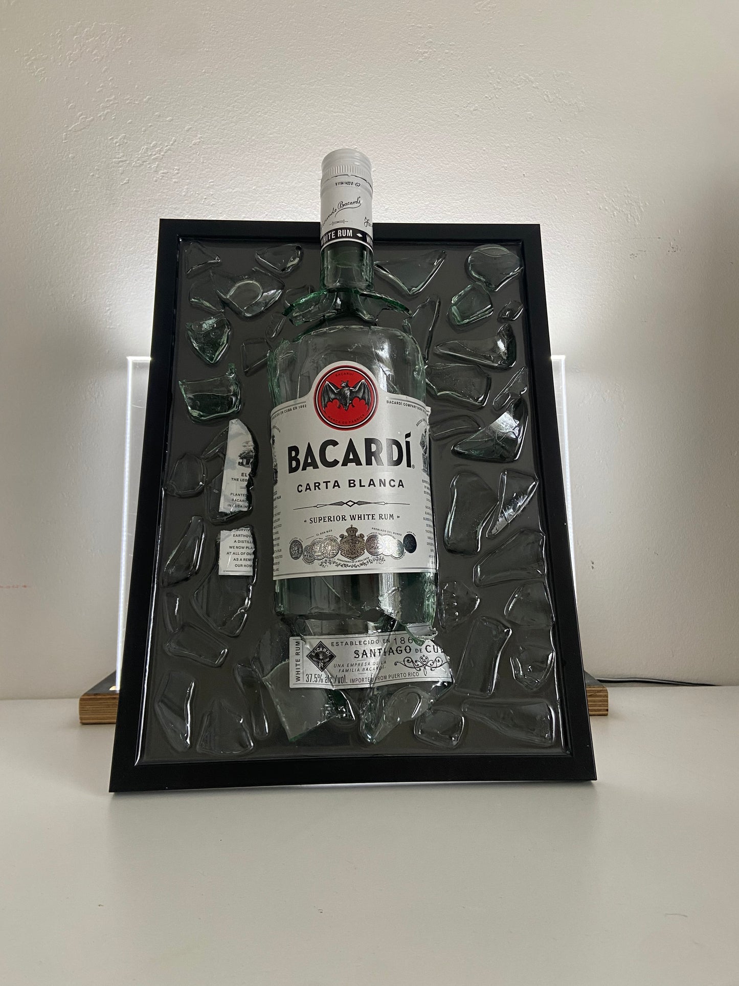 Broken Bottle Art Bacardi Carta Blanca