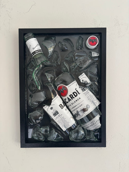 Broken Bottle Art Bacardi Carta Blanca