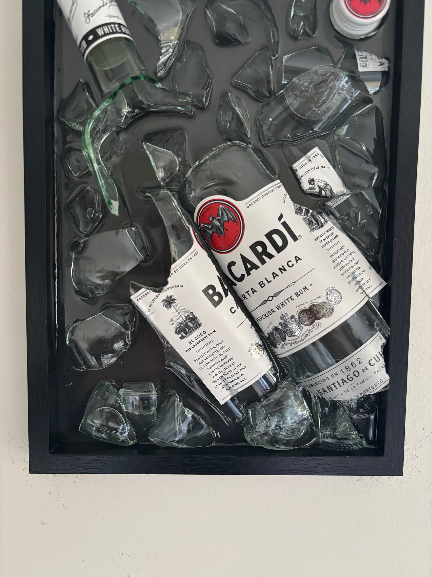 Broken Bottle Art Bacardi Carta Blanca