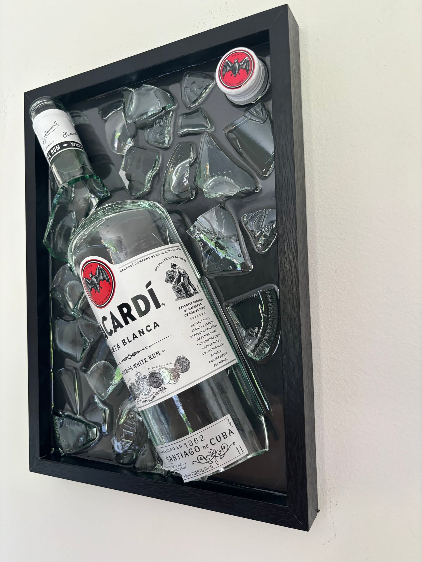 Broken Bottle Art Bacardi Carta Blanca