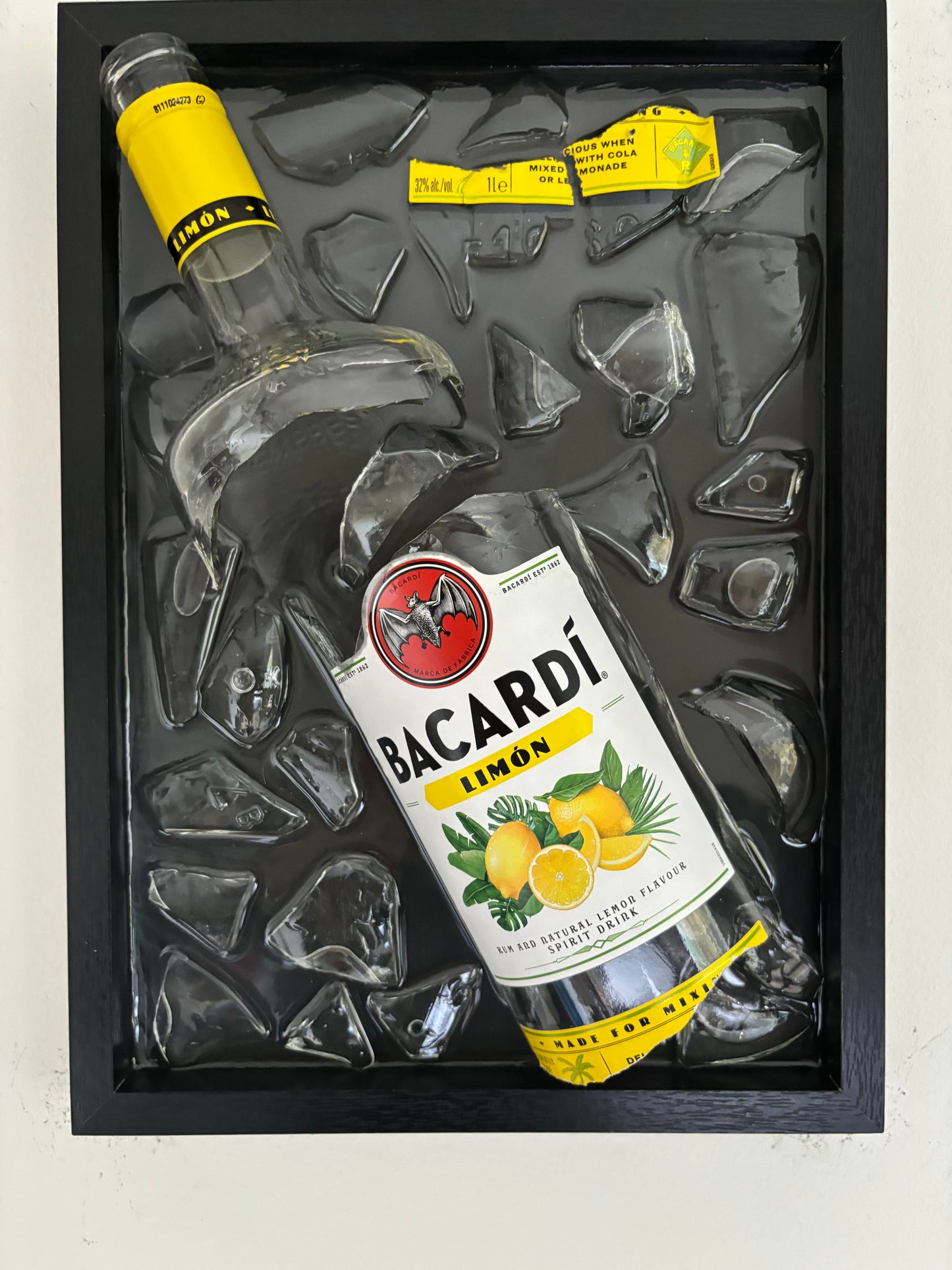 Broken Bottle Art Bacardi Lemon