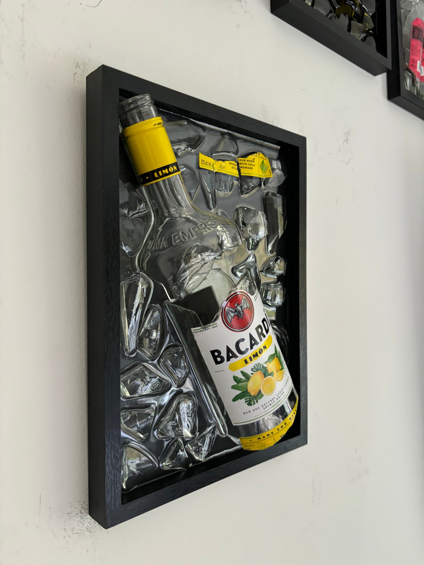 Broken Bottle Art Bacardi Lemon