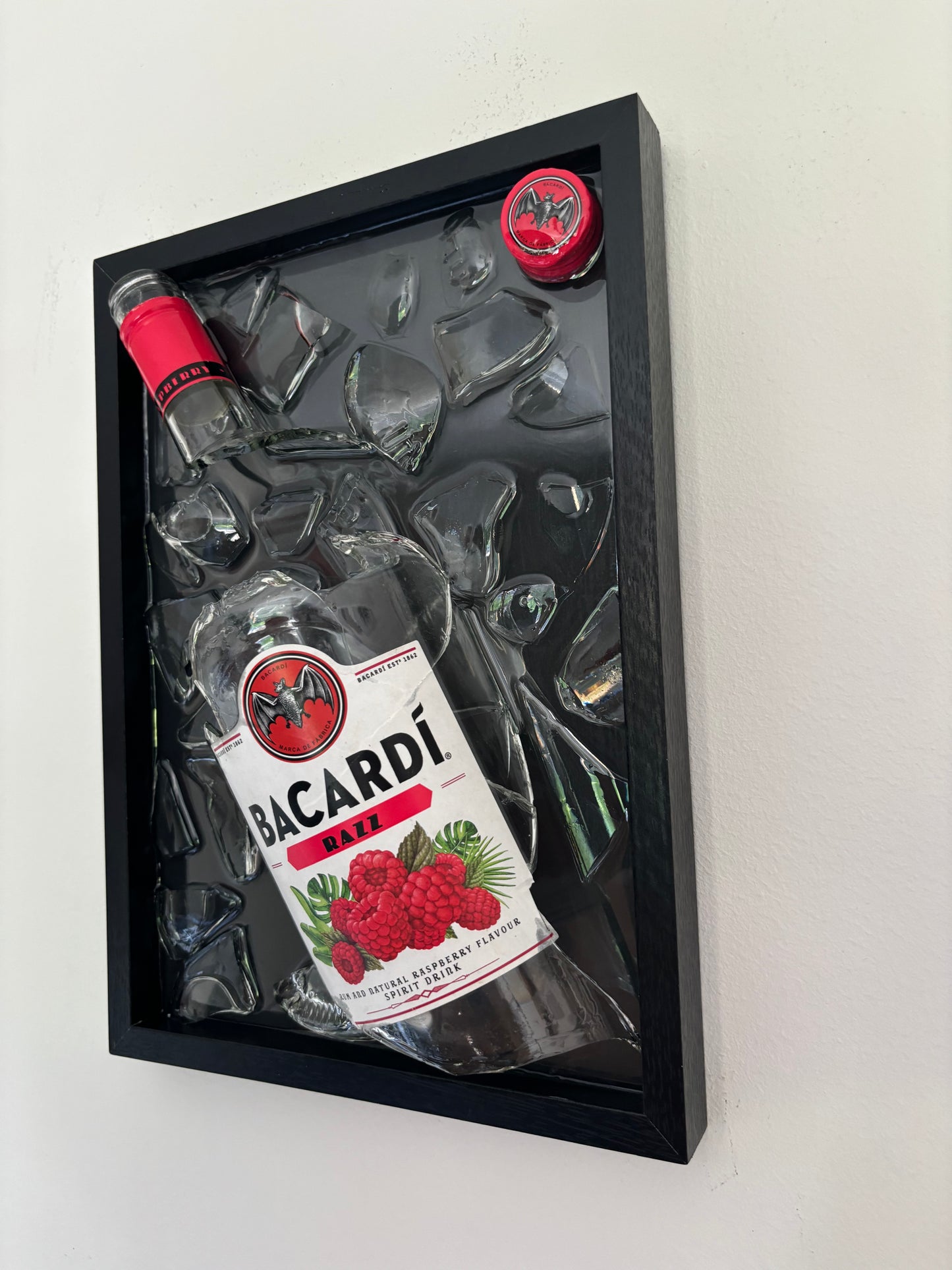 Broken Bottle Art Bacardi Razz