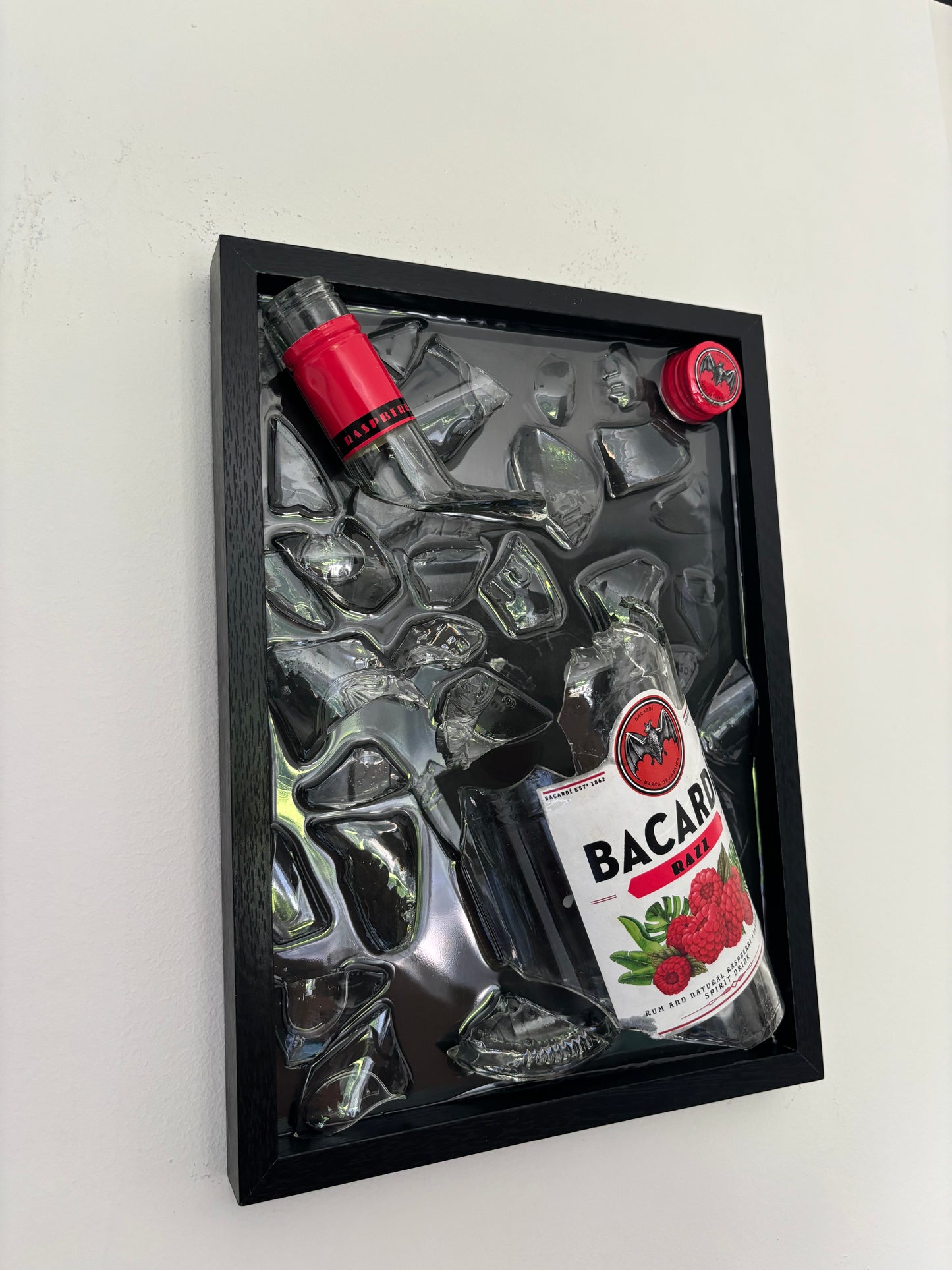 Broken Bottle Art Bacardi Razz