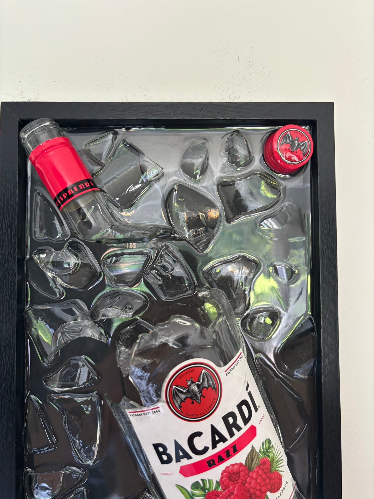 Broken Bottle Art Bacardi Razz