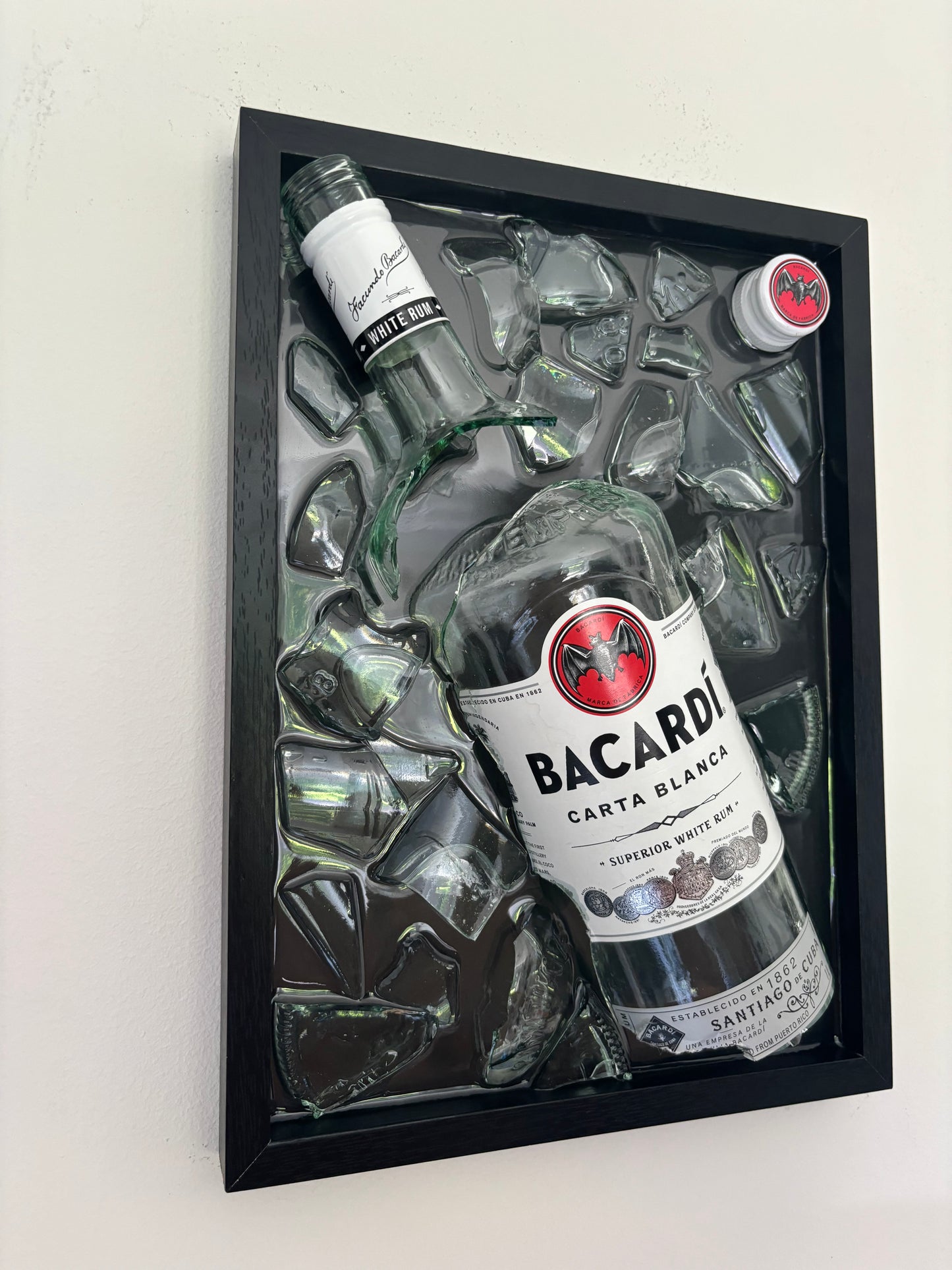 Broken Bottle Art Bacardi Carta Blanca