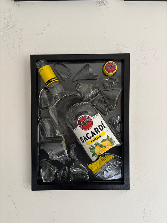 Broken Bottle Art Bacardi Lemon