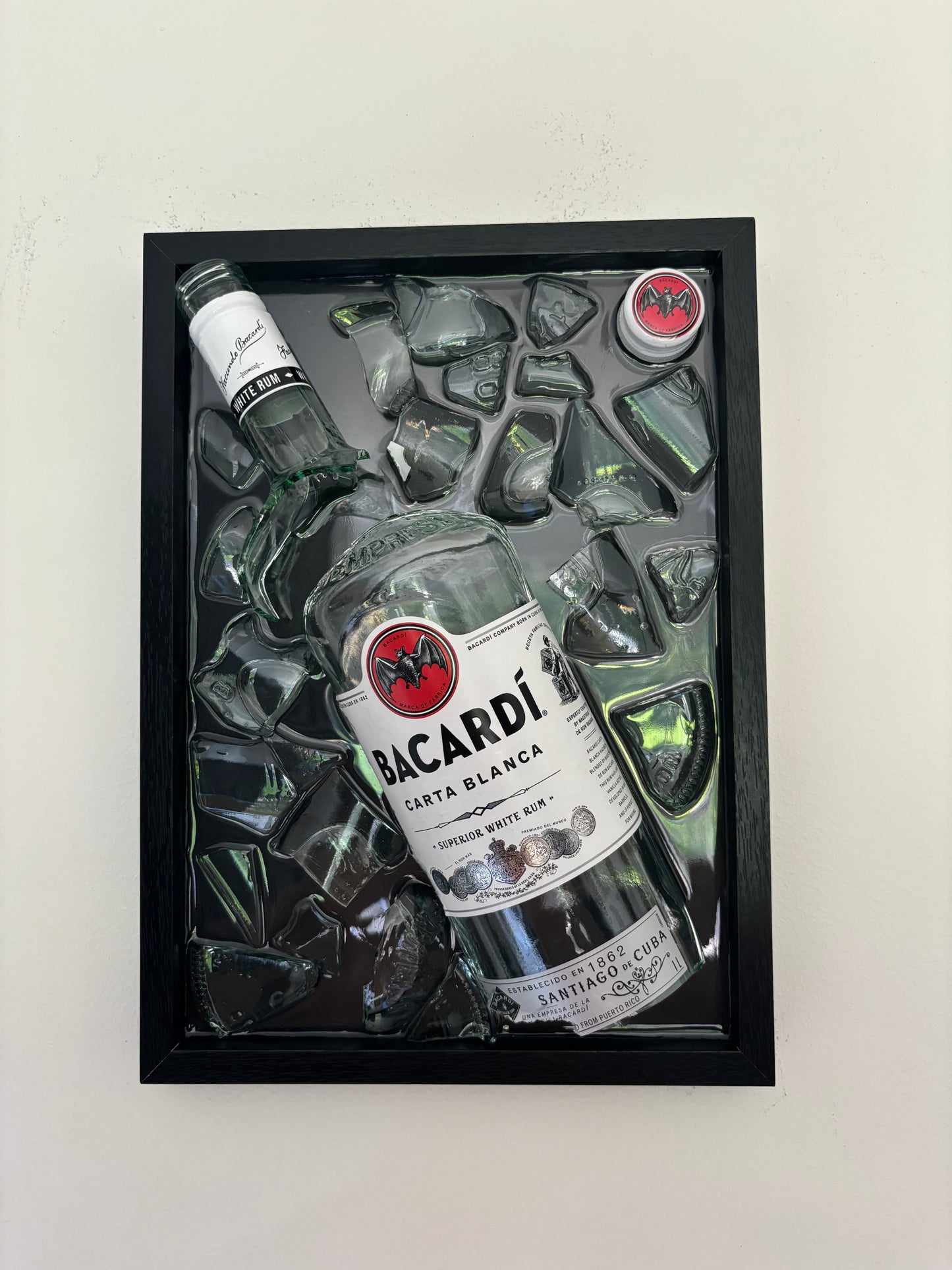 Broken Bottle Art Bacardi Carta Blanca