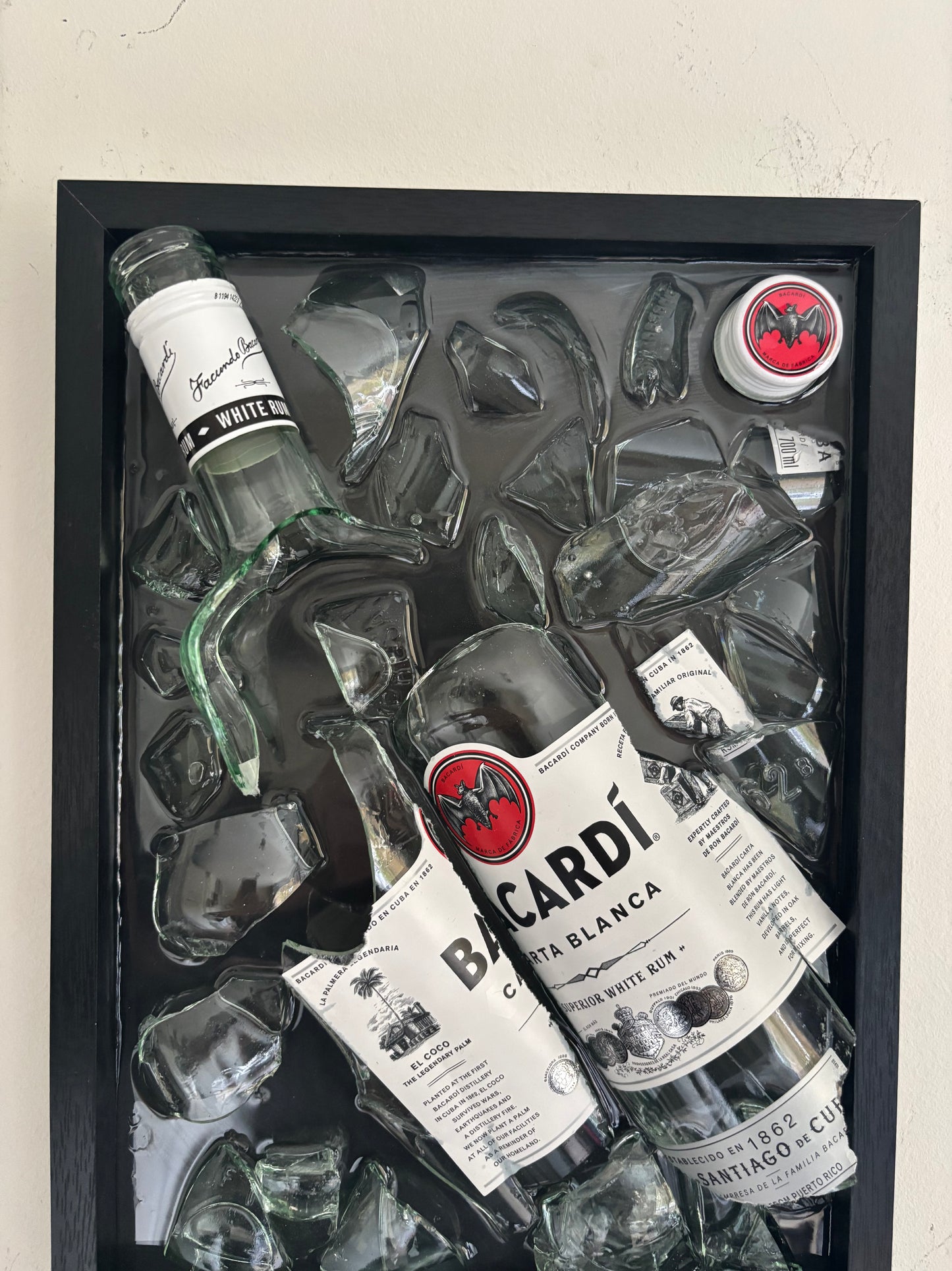 Broken Bottle Art Bacardi Carta Blanca