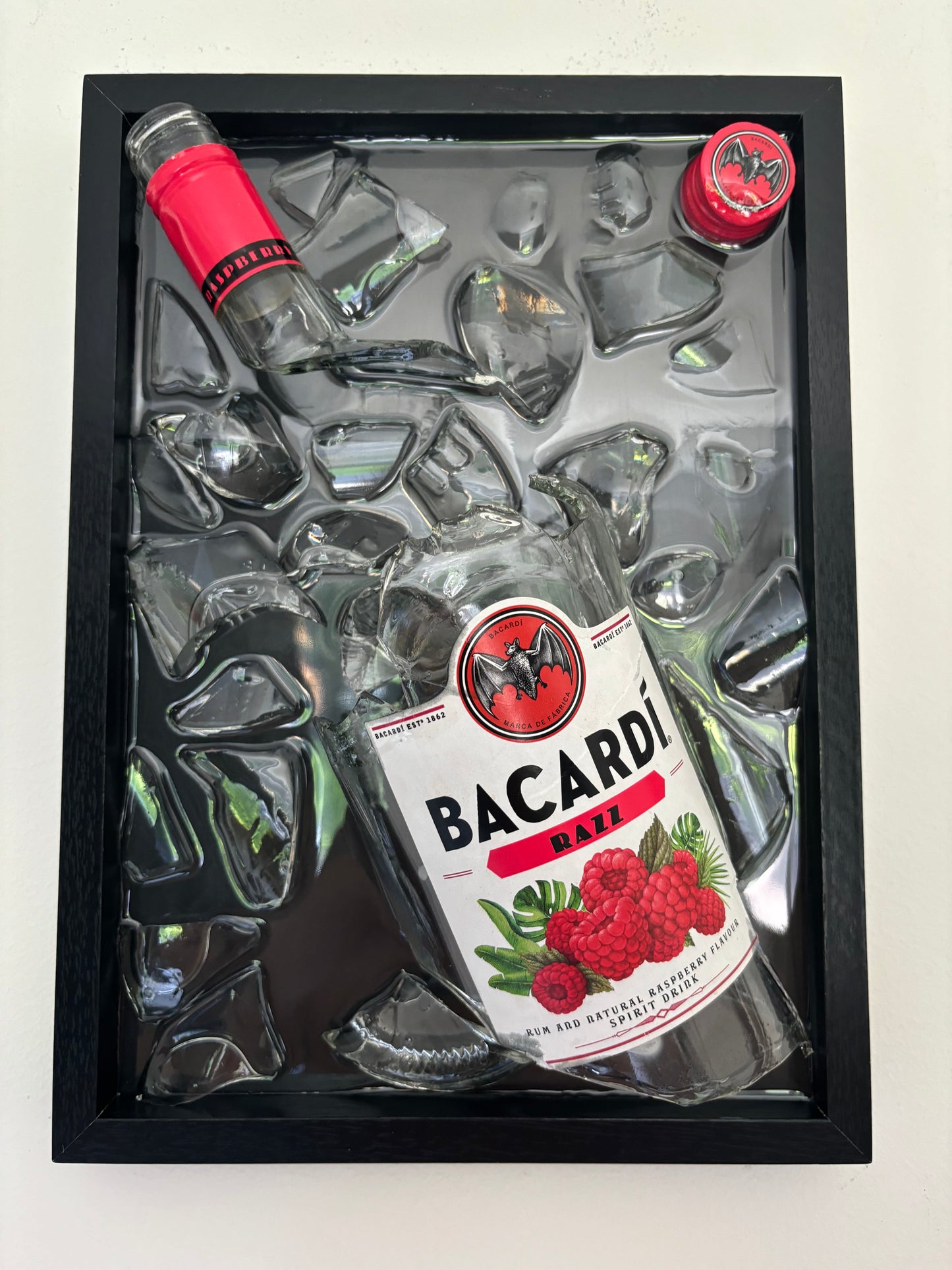 Broken Bottle Art Bacardi Razz