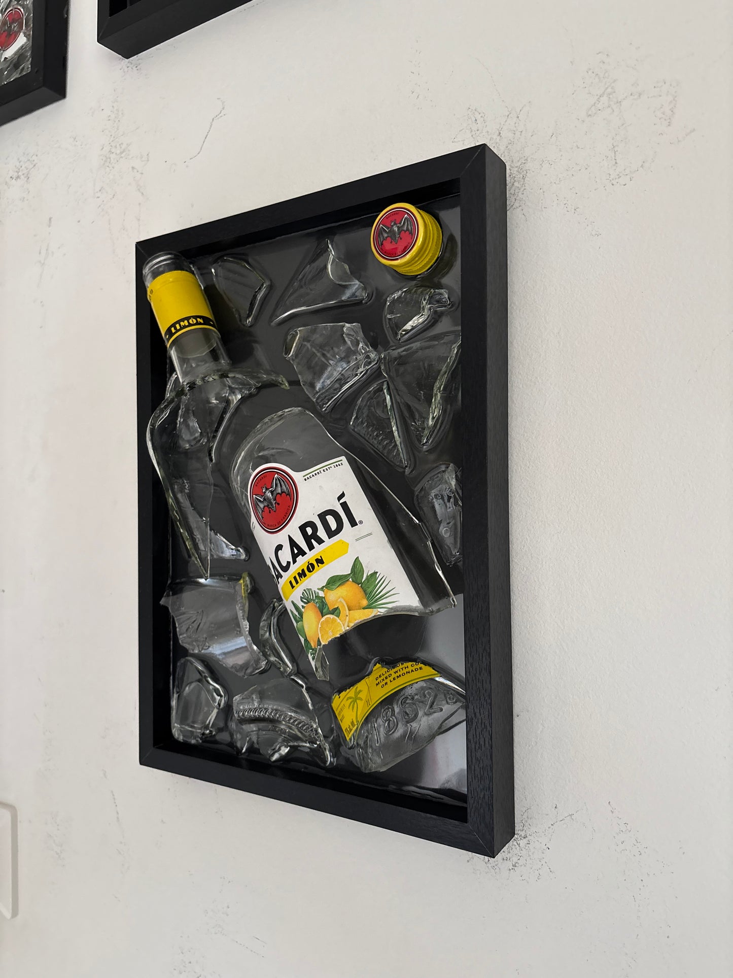 Broken Bottle Art Bacardi Lemon