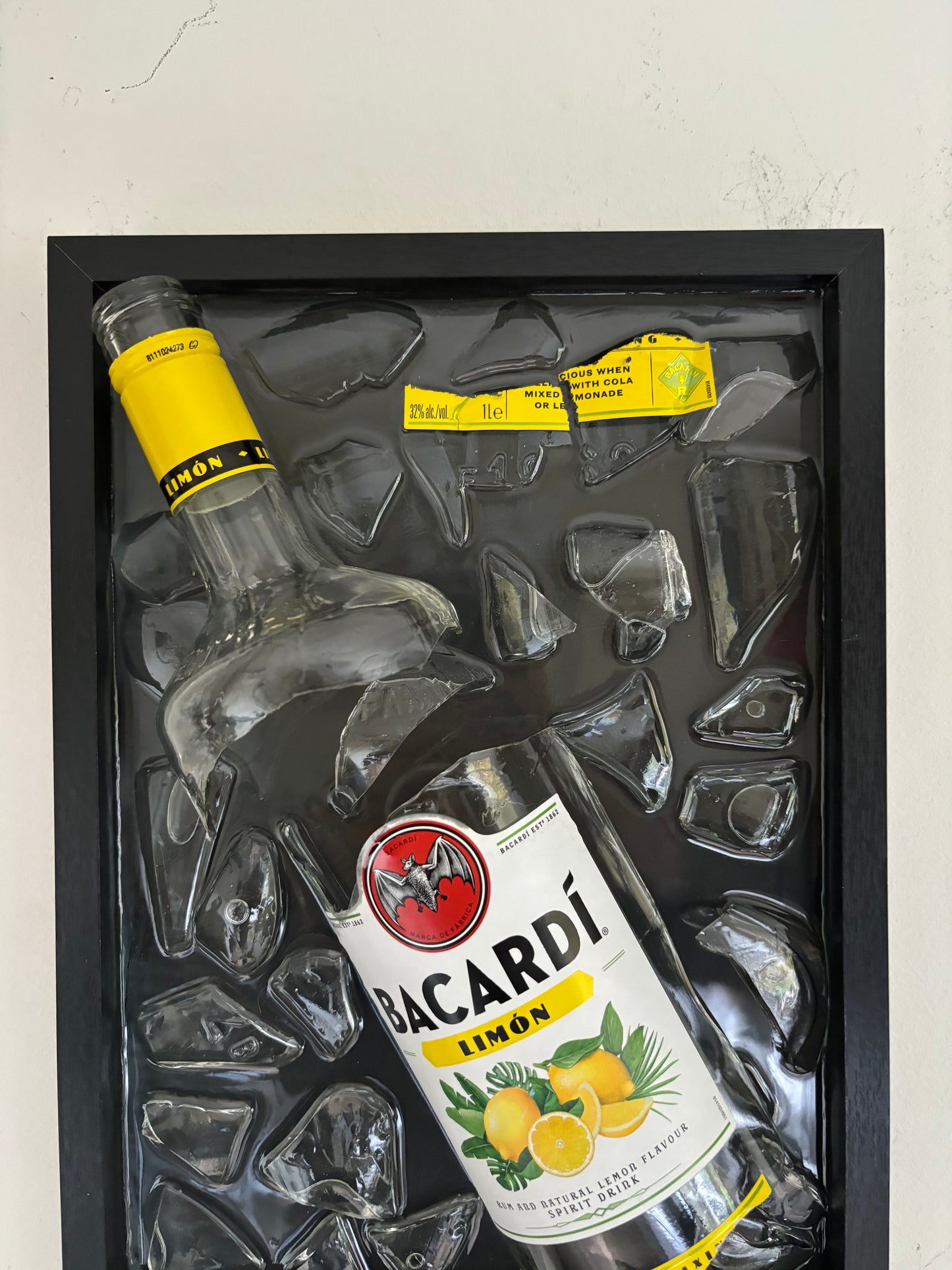 Broken Bottle Art Bacardi Lemon