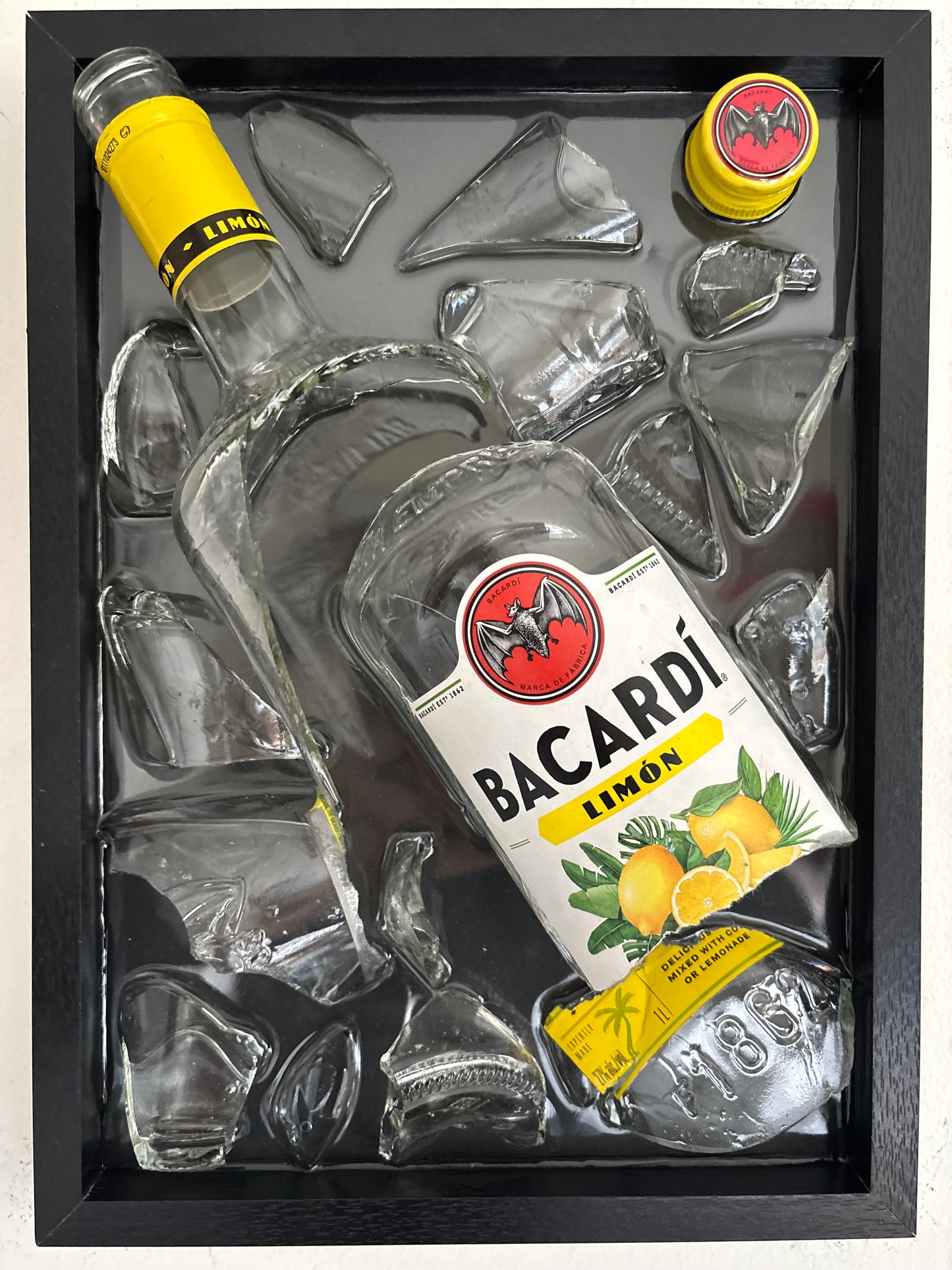 Broken Bottle Art Bacardi Lemon