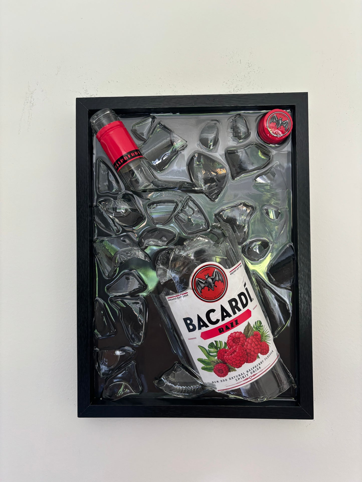 Broken Bottle Art Bacardi Razz