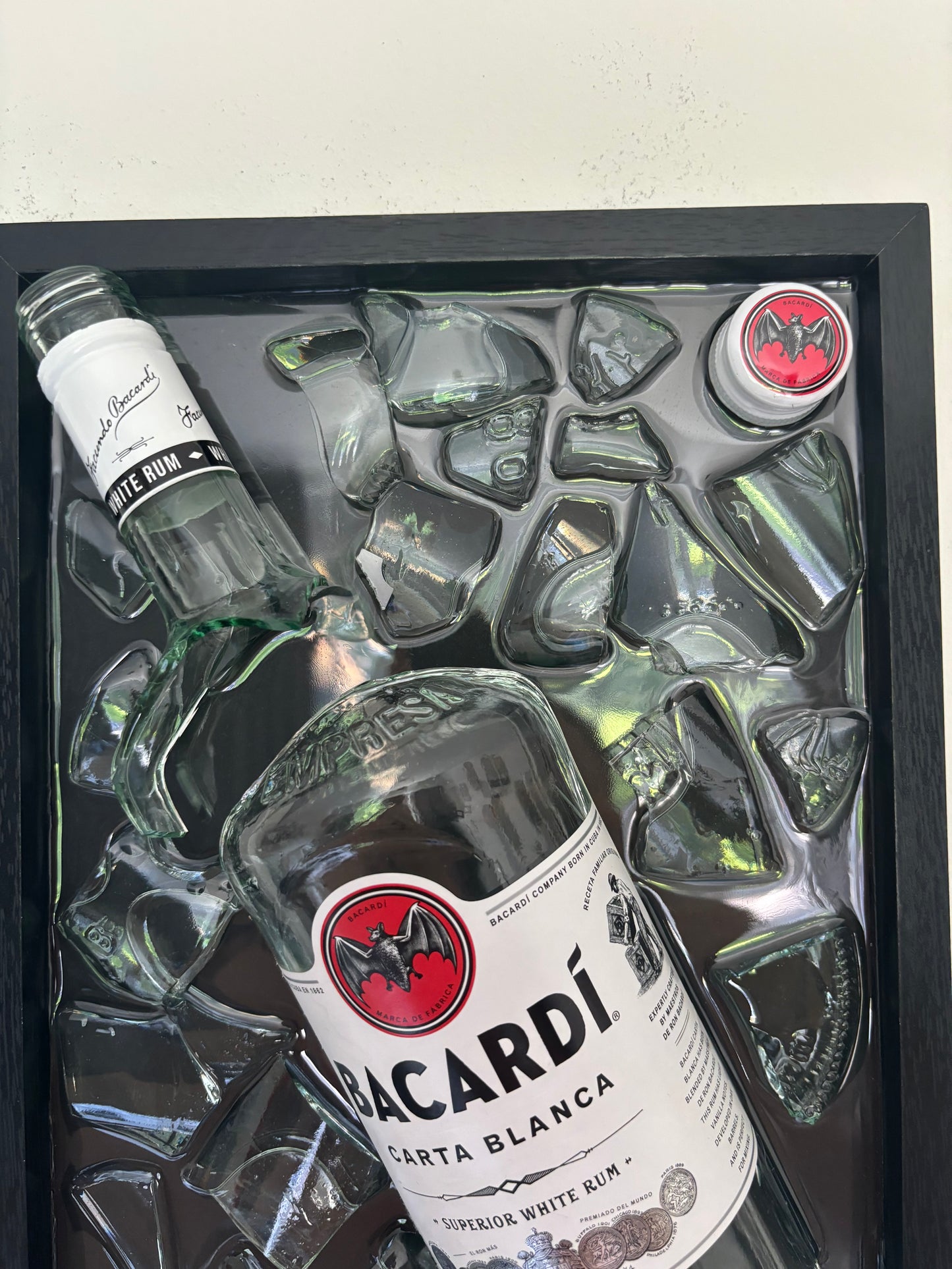 Broken Bottle Art Bacardi Carta Blanca