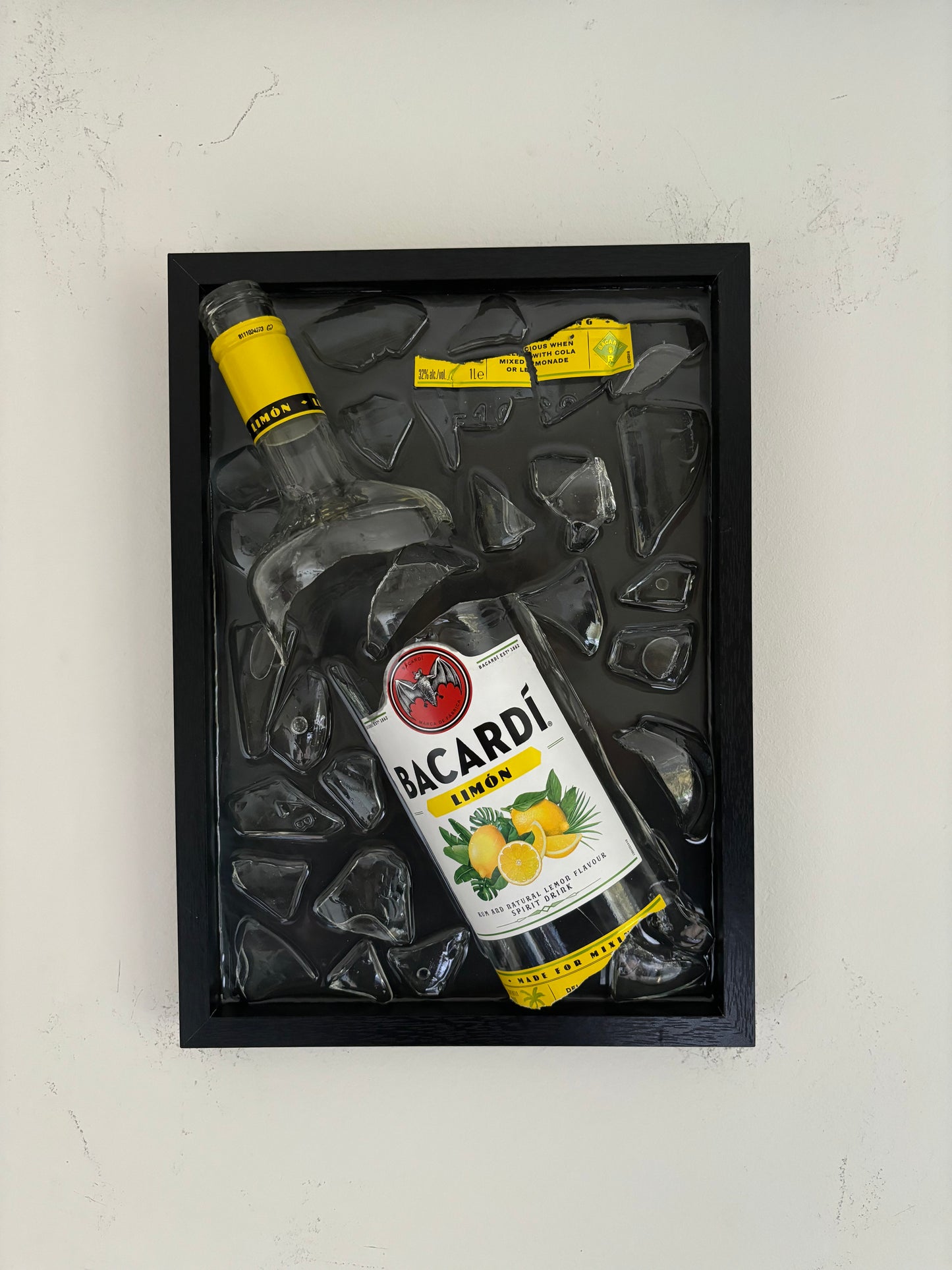 Broken Bottle Art Bacardi Lemon