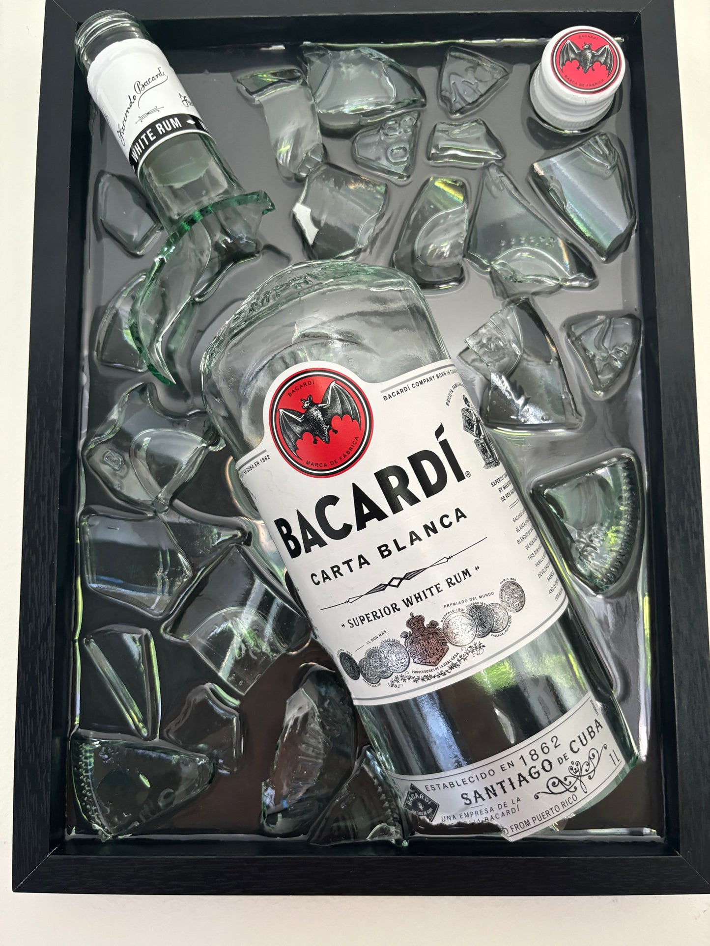 Broken Bottle Art Bacardi Carta Blanca