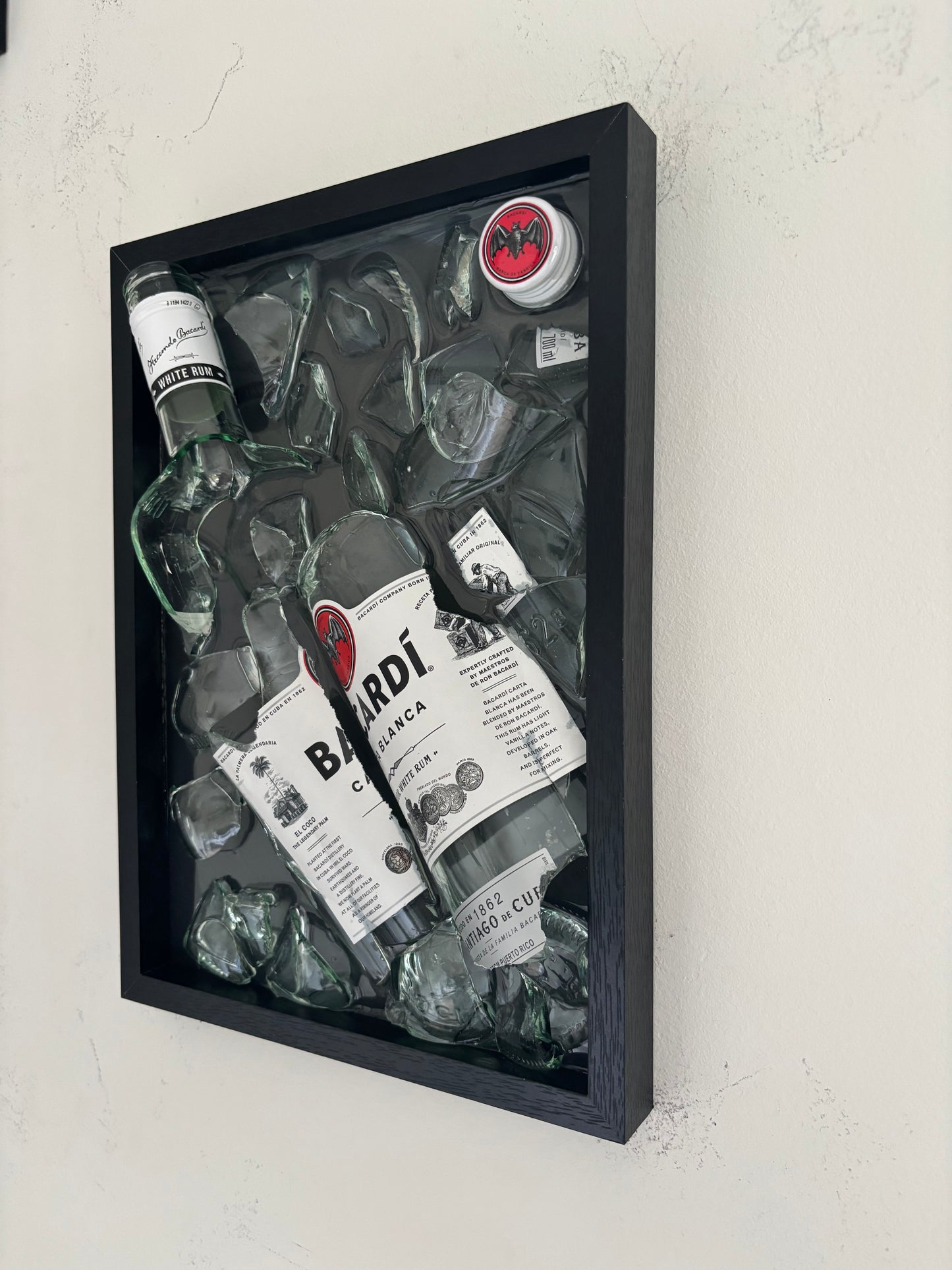 Broken Bottle Art Bacardi Carta Blanca