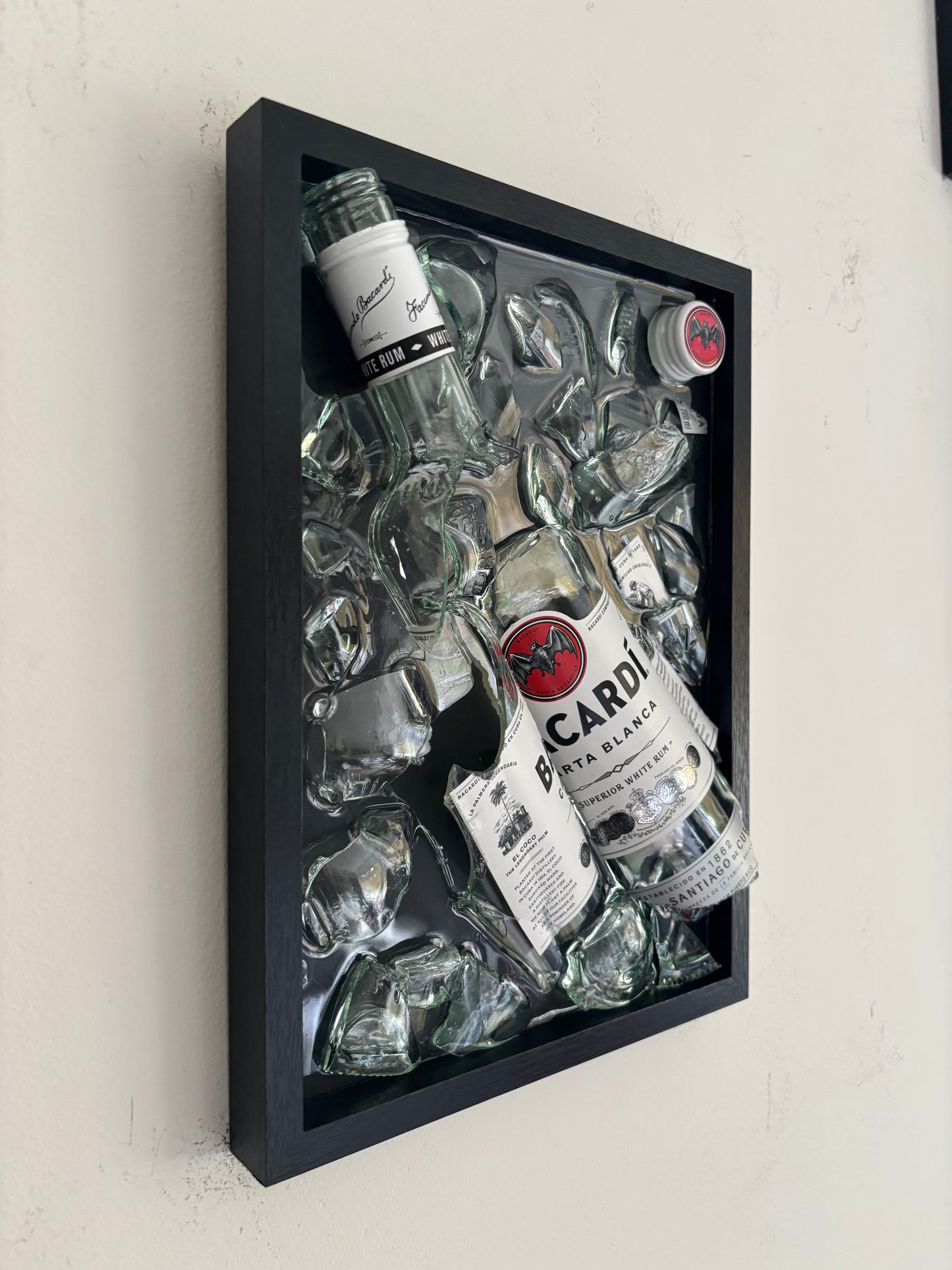 Broken Bottle Art Bacardi Carta Blanca